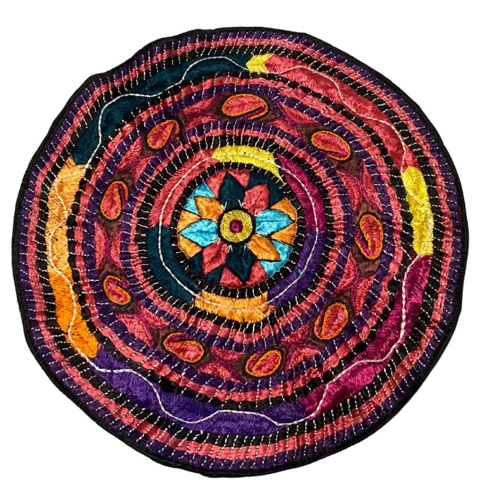 Floral mandala embroidery Round tablecloth centerpiece